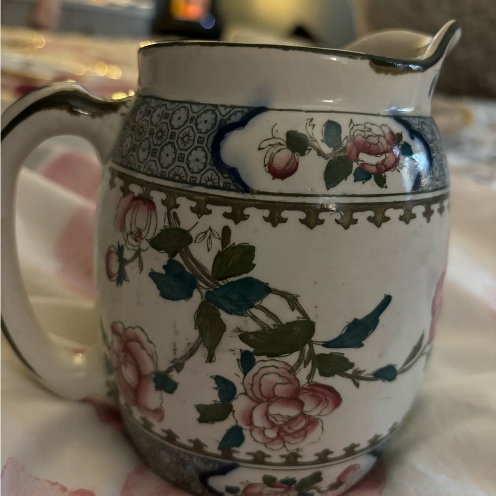 Corona ware. Rockery & pheasant pitcher. ENGLAND YUNG CHENG CHINA